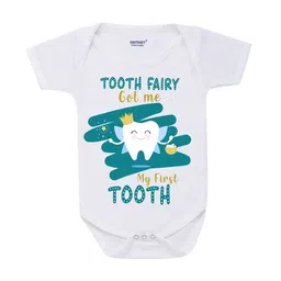 KNITROOT Unisex Kids White & Green Printed Pure Cotton Bodysuits-picture-35