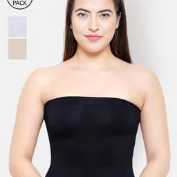 FashionRack Women Pack Of 3 Solid Cotton Strapless Camisoles-picture-10