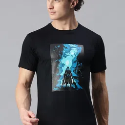 BRATMA Men Black Graphic Printed Round Neck Regular Sleeves Cotton T-shirt-picture-36