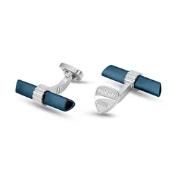 DUCATI CORSE Silver-Toned & Teal Cylinder Cufflink-image-46