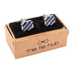 The Tie Hub Striped Silver-Plated Square Cufflink-picture-46