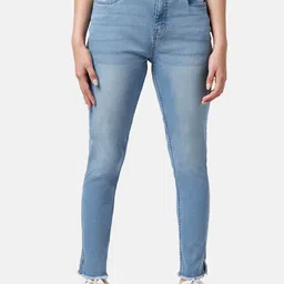 People Women Skinny Fit Low Distress Cotton Jeans-picture-16
