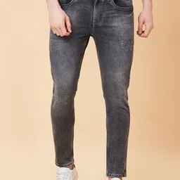 Being Human Men Slim Fit Mid Rise Low Distress Heavy Fade Cropped Jeans-picture-39