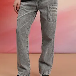 HIGHLANDER Men Light Grey Straight Fit Clean Look Cargo Jeans-picture-40