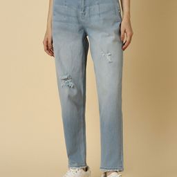 Allen Solly Woman Mid-Rise Low Distress Light Fade Stretchable Jeans-picture-21