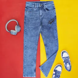 Pantaloons Junior Boys Whiskers and Chevrons Heavy Fade Jeans-image-6