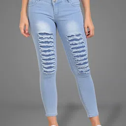 Moda Rapido Women Slim Fit Mildly Distressed Light Fade Jeans-image-62