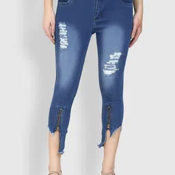 Moda Rapido Women Slim Fit Mildly Distressed Light Fade Jeans-image-46