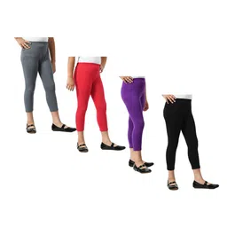 BAESD Girls Pack Of 4 Skinny Fit Mid Rise Cotton Capris image 1