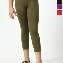 BAESD Girls Pack Of 4 Cotton & Lycra Mid-Rise Capris-picture-38