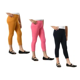 BAESD Girls Pack Of 3 Skinny Fit High-Rise Cotton Lycra Capris-picture-23