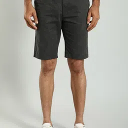 Indian Terrain Men Slim Fit Self Design Mid-Rise Pure Cotton Chino Shorts-picture-42