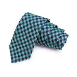 PELUCHE Men Green & Blue Checked Broad Tie-image-2