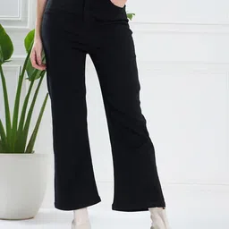 KASSUALLY Women Black Straight Fit High-Rise Clean Look Jeans-image-1