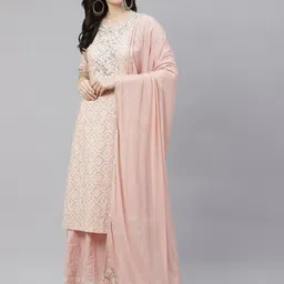 KALINI Bandhani Printed Straight Gotta Patti Pure Cotton Kurta With Palazzos & Dupatta image 1