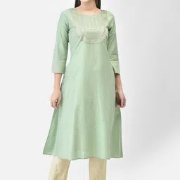 Span Yoke Design Straight Kurta With Trousers image 1