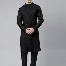 TheEthnic.Co Geometric Self Design Regular Straight Pure Cotton Kurta with Churidar image 1