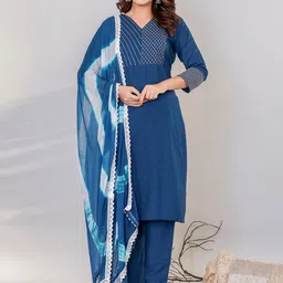 R RANAK CREATION Yoke Design Regular Thread Work Kurta with Palazzos & Dupatta-picture-33