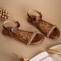Shezone Women Open Toe Flats with Laser Cuts-picture-34