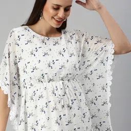SHOWOFF White Floral A-Line Dress-picture-49