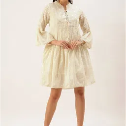 KALINI Mandarin Collar Bell Sleeves A-Line Dress image 1