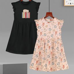 HELLCAT Girls Pack Of 2 Ruffles Cotton Fit & Flare Dress-picture-51