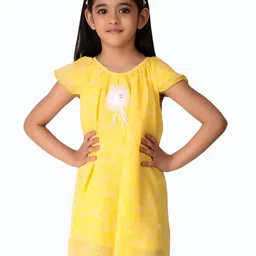 Creative Kids Girls Floral Print Cap Sleeve A-Line Dress-picture-24