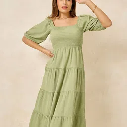 Styli Square Neck Puff Sleeves A-Line Dress image 1
