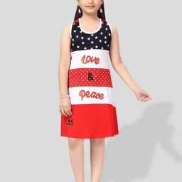 BAESD Girls Typography Printed Halter Neck A-Line Dress-image-22