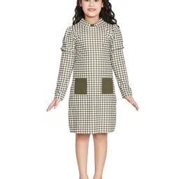 Peppermint Abstract Printed Mandarin Collar Cotton A-Line Dress-picture-51