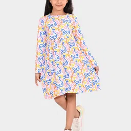 BONKIDS Girls Abstract Printed Cotton A-Line Dress-picture-37