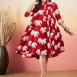 InWeave Conversational Printed Shirt Collar A-Line Dress-picture-14