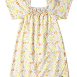 Allen Solly Junior Girls Floral Print Square Neck Puff Sleeves A-Line Dress-picture-31