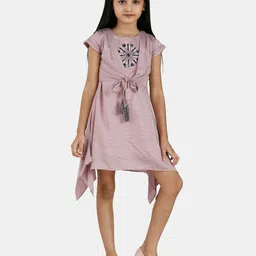 Peppermint Girls Striped Embroidered & Tie Up Cotton A Line Dress-picture-43