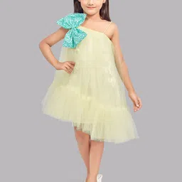 Pink Chick Girls Shoulder Straps Bow Asymmetrical Hem Tulle Net A-Line Dress-picture-26