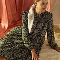 KASSUALLY Ethnic Motifs Print A-Line Dress-picture-25