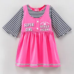 Enfance Girls Typographic Print Long Flared Sleeves A-Line Dress-picture-40