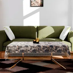 Kuber Industries Blue & Brown Leaf Gripper Printed 4-Seater Table Cover-picture-23