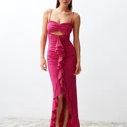 Trendyol Shoulder Straps Ruffled Maxi Dress-image-51