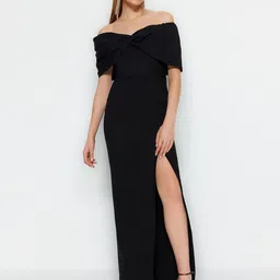 Trendyol Off-Shoulder Maxi Slit Dress-image-44