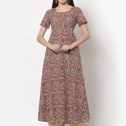 KBZ Women Maroon & Olive Green Paisley Printed Cotton A-line Kurta-picture-40