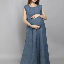 VYN Maternity Denim Cotton Maxi Dress-picture-37