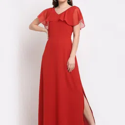 La Zoire Women Red Georgette Maxi Dress-image-86