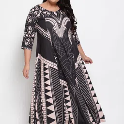 Amydus Women Plus Size Black & Off-White Maxi Dress-picture-21