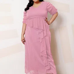 Athena Ample V-Neck Ruffled Maxi Casual Dress image 1