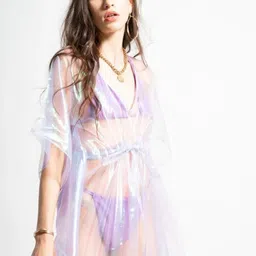 HEY MISSY V-Neck Flared Sleeves Tie-Ups Detail Maxi Swimwear Cover up Dress-image-12