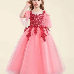 INCLUD Girls Embellished Flared Sleeve Lace Tulle Maxi Dress-picture-4