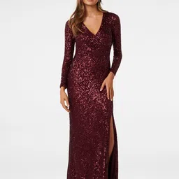 Forever New V-Neck Embellished Sequinned Detailed Maxi Dress-picture-24