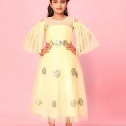 BAESD Girls Embellished Col-Shoulder Sleeves A-Line Maxi Dress-picture-17