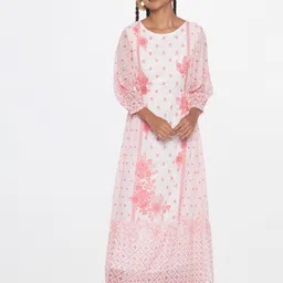 Global Desi Floral Printed Puff Sleeve Maxi Dress-image-3